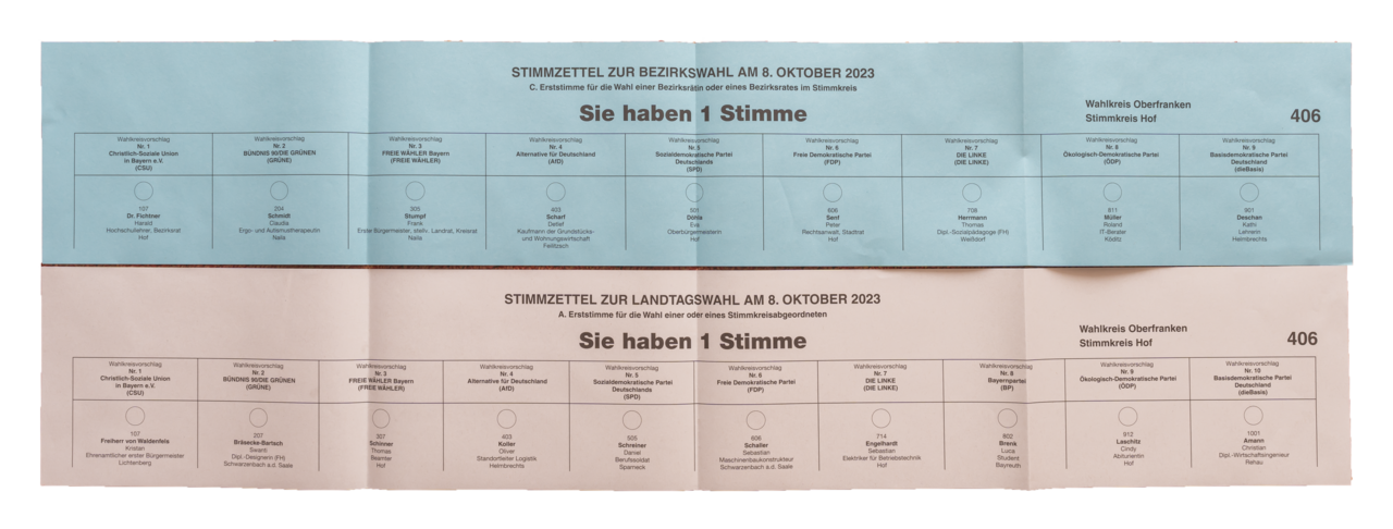 Stimmzettel Landtagswahl Bayern